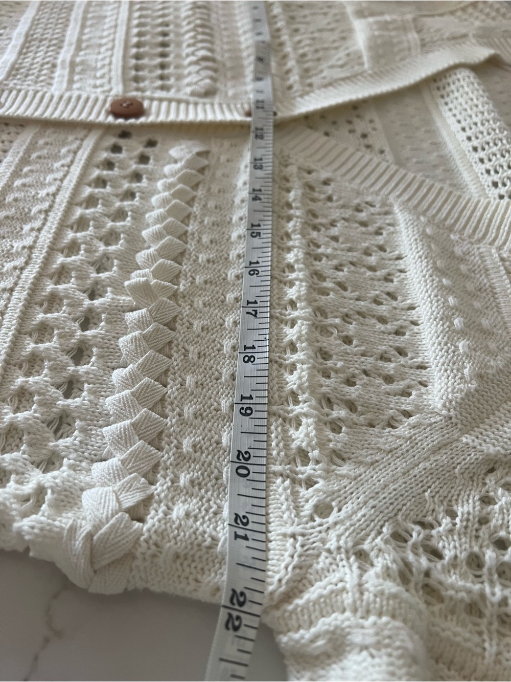 Sundance Travelers Cardigan Cream Open Knit Cotton Blend Sweater M - Picture 12 of 12